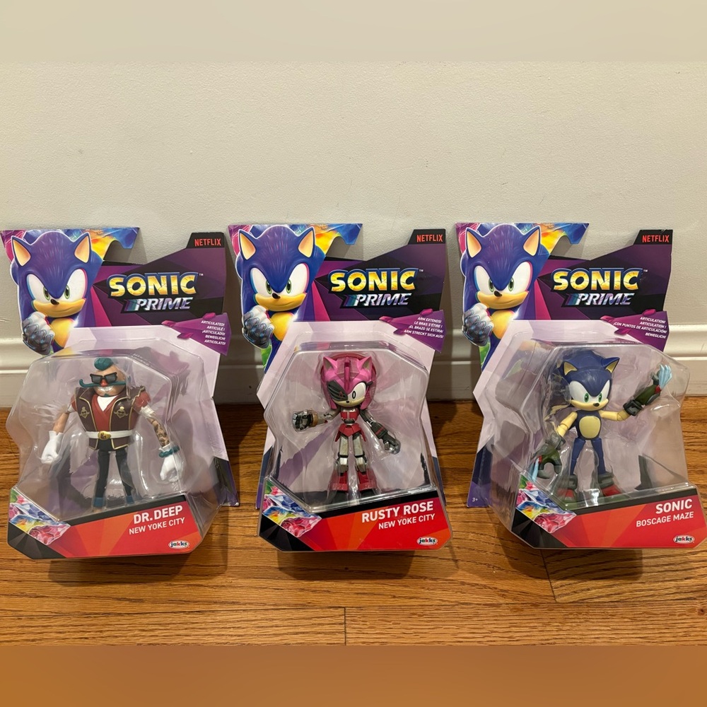 Sonic Prime RUSTY ROSE/DR. DEEP/SONIC w/ Claws 5” Action Figure *Lot of 3* NEW